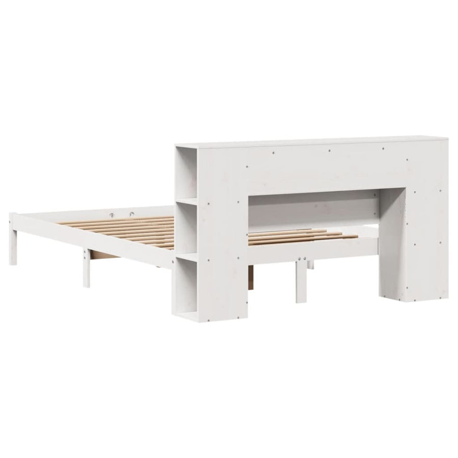 Bed met boekenkast zonder matras grenenhout wit 150x200 cm