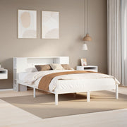 Bed met boekenkast 150x200 cm massief grenenhout wit