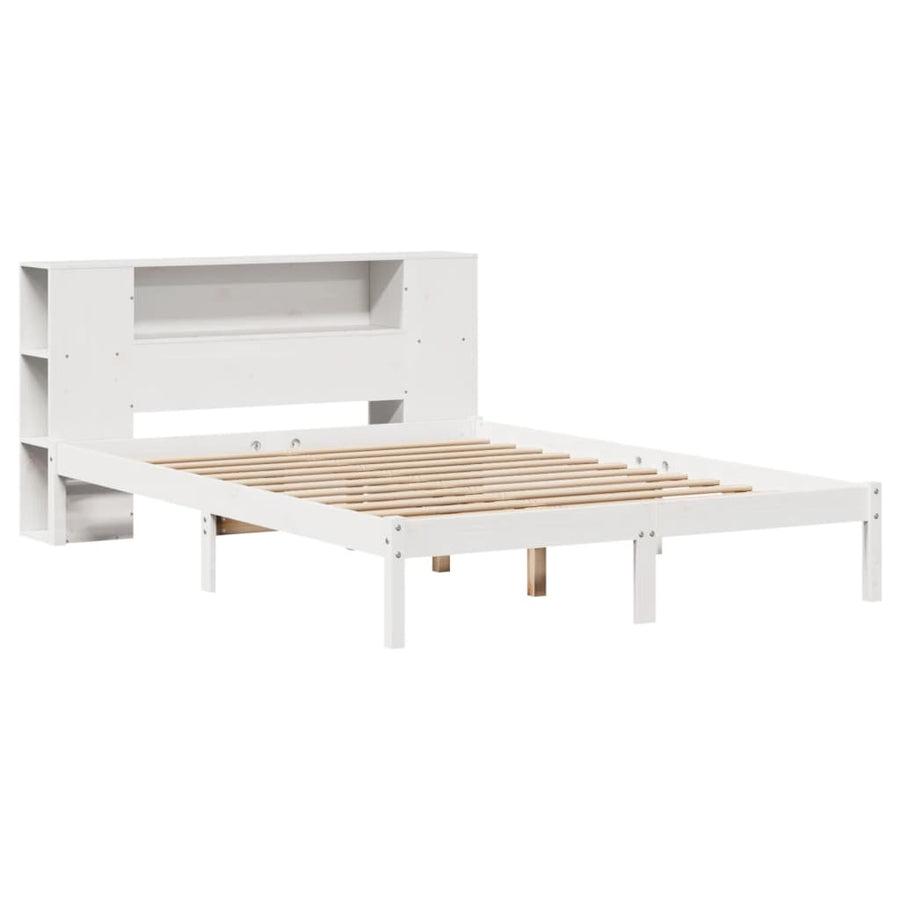 Bed met boekenkast zonder matras grenenhout wit 160x200 cm