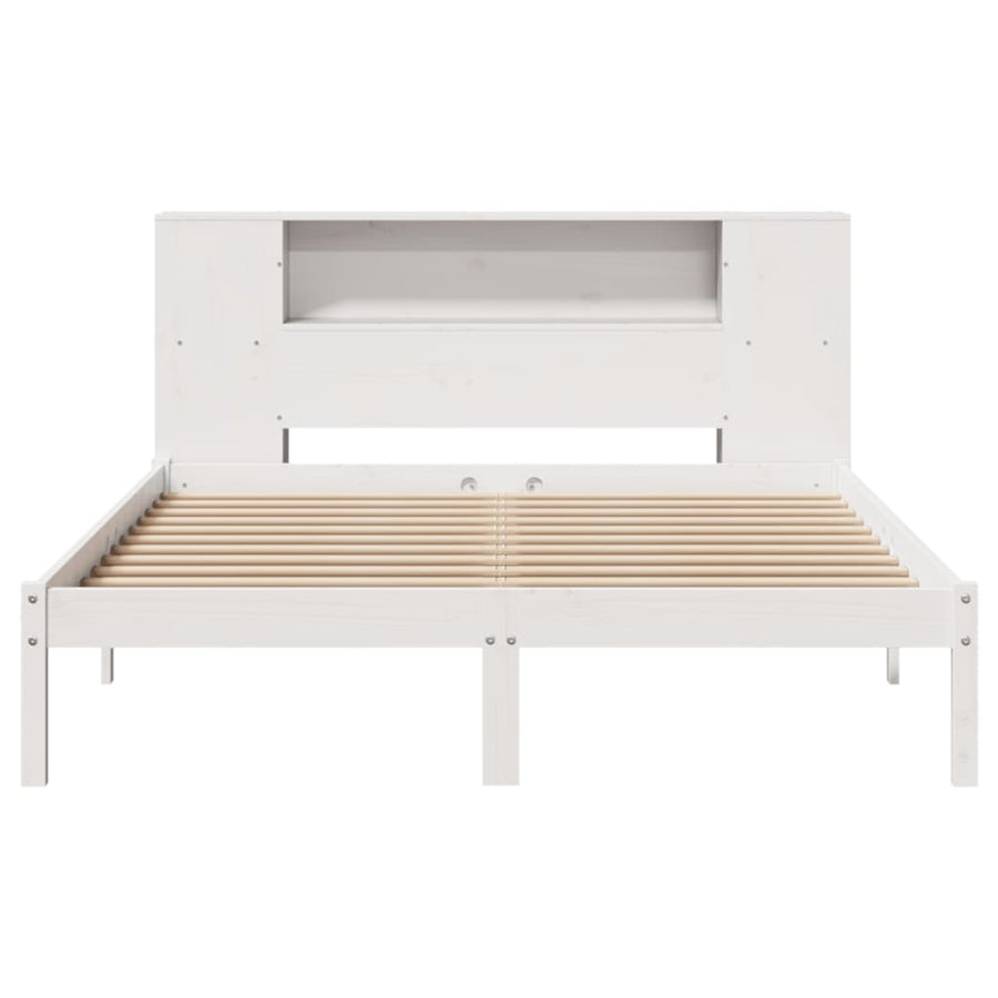 Bed met boekenkast zonder matras grenenhout wit 160x200 cm
