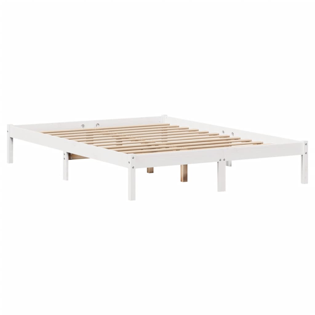 Bed met boekenkast zonder matras grenenhout wit 160x200 cm