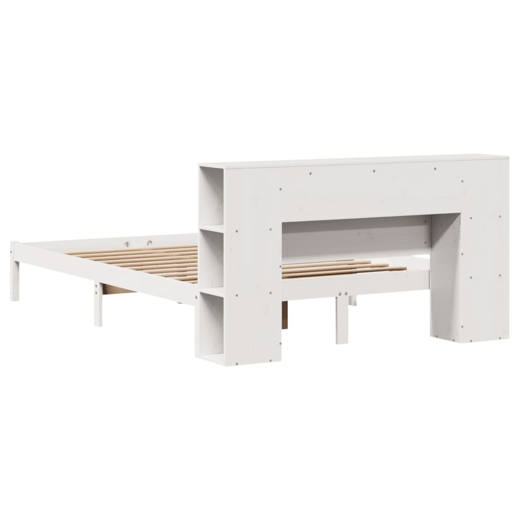 Bed met boekenkast zonder matras grenenhout wit 160x200 cm