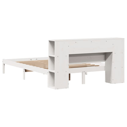 Bed met boekenkast zonder matras grenenhout wit 160x200 cm