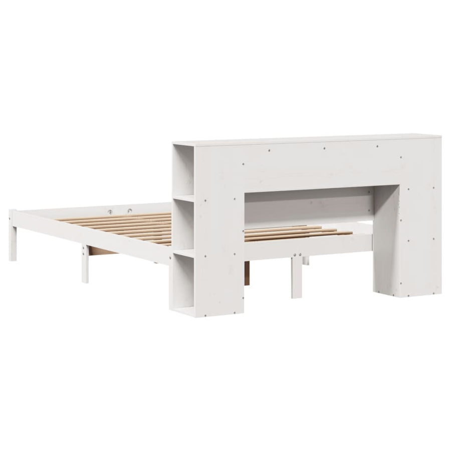 Bed met boekenkast zonder matras grenenhout wit 160x200 cm