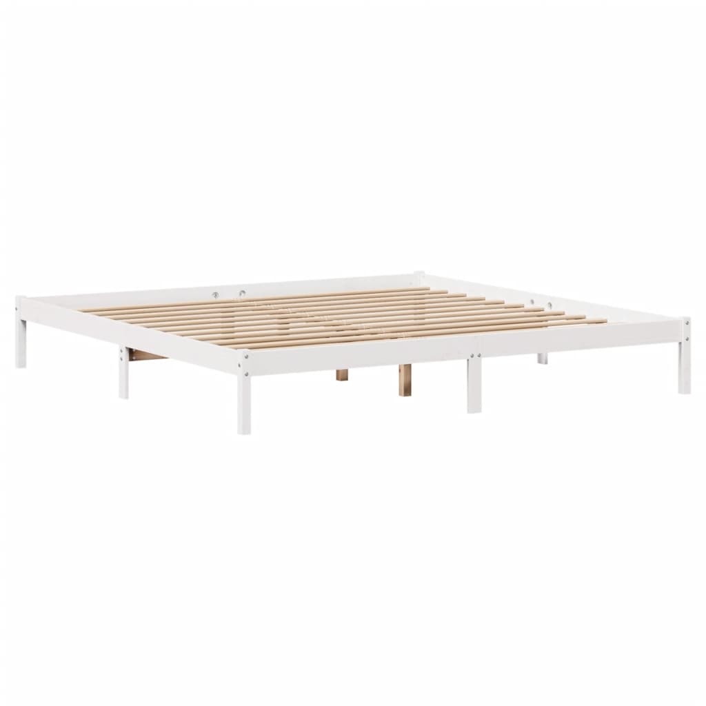 Bed met boekenkast zonder matras grenenhout wit 200x200 cm