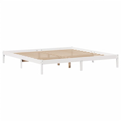 Bed met boekenkast zonder matras grenenhout wit 200x200 cm