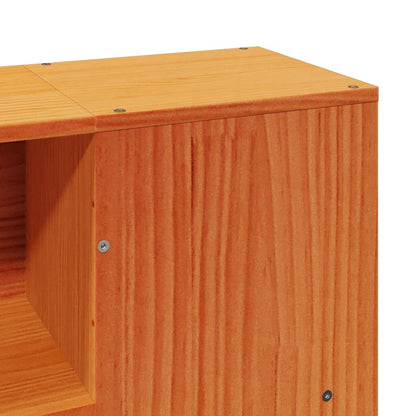 Bed met boekenkast zonder matras grenenhout wasbruin 150x200 cm