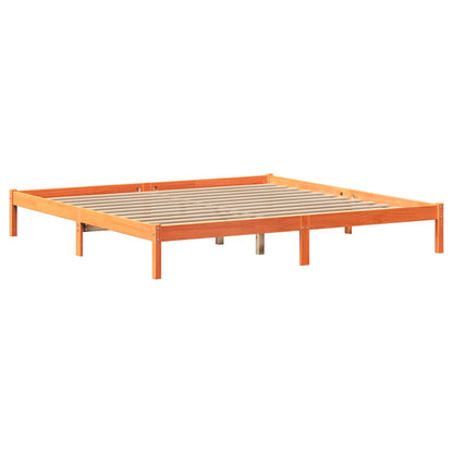 Bed met boekenkast zonder matras grenenhout wasbruin 180x200 cm