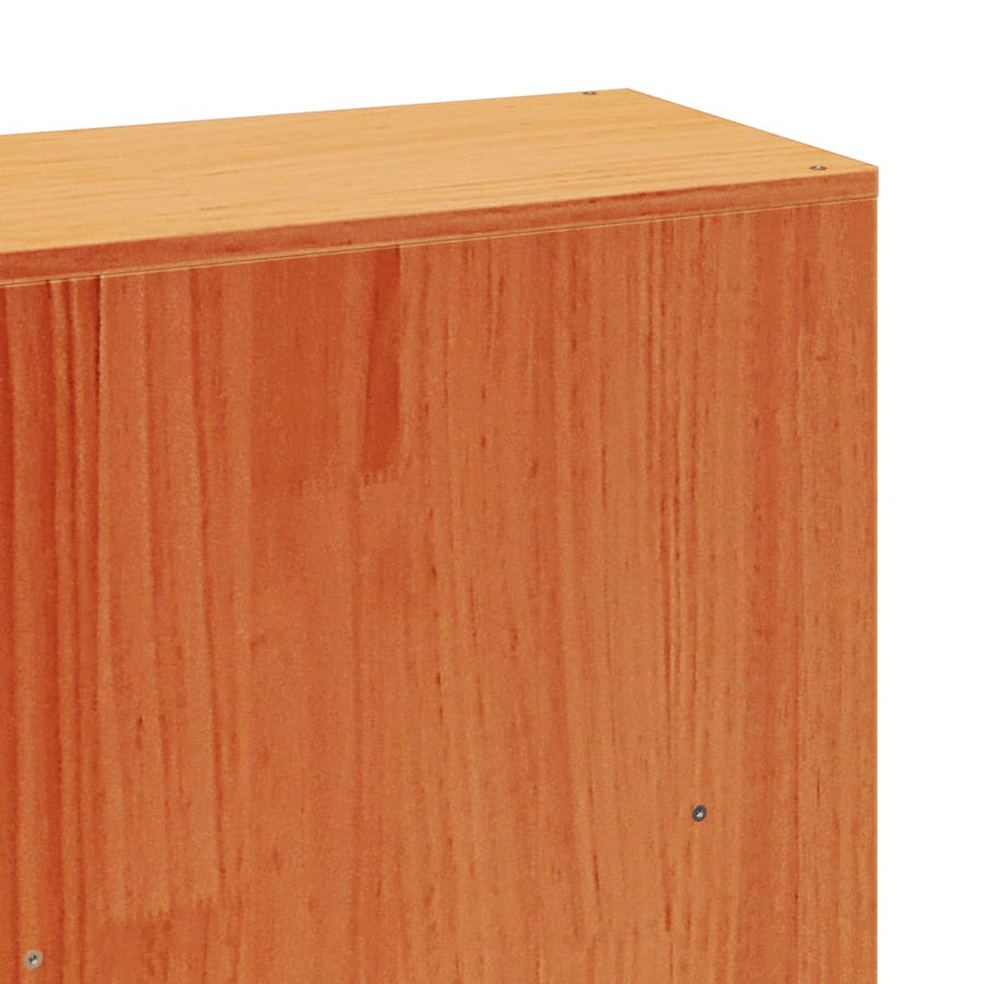 Bed met boekenkast zonder matras grenenhout wasbruin 200x200 cm