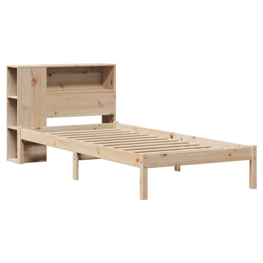 Bed met boekenkast zonder matras massief grenenhout 75x190 cm