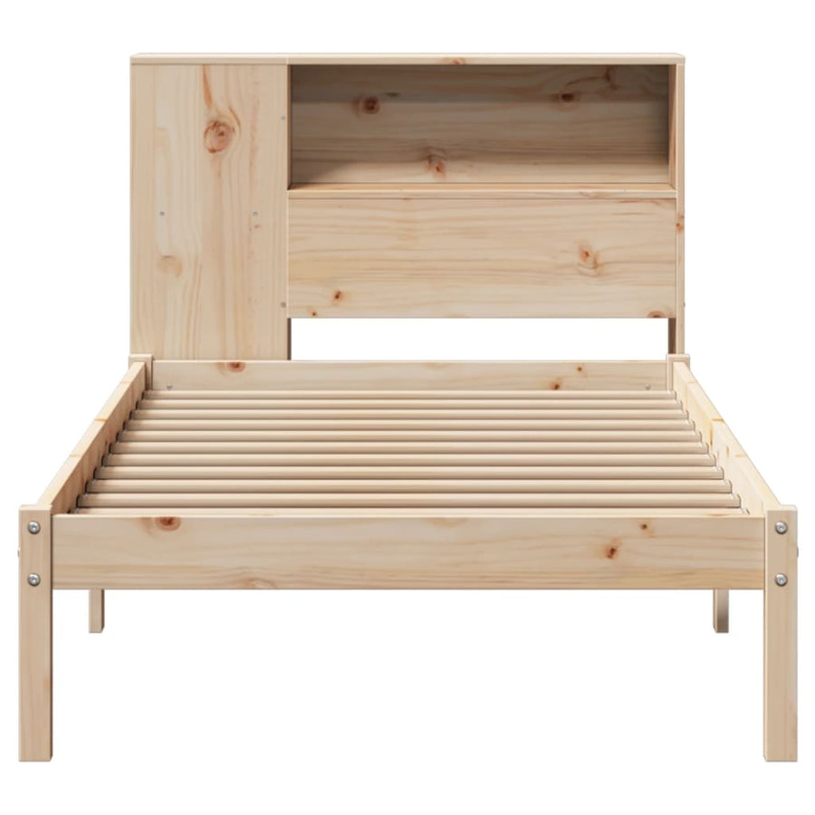 Bed met boekenkast zonder matras massief grenenhout 75x190 cm