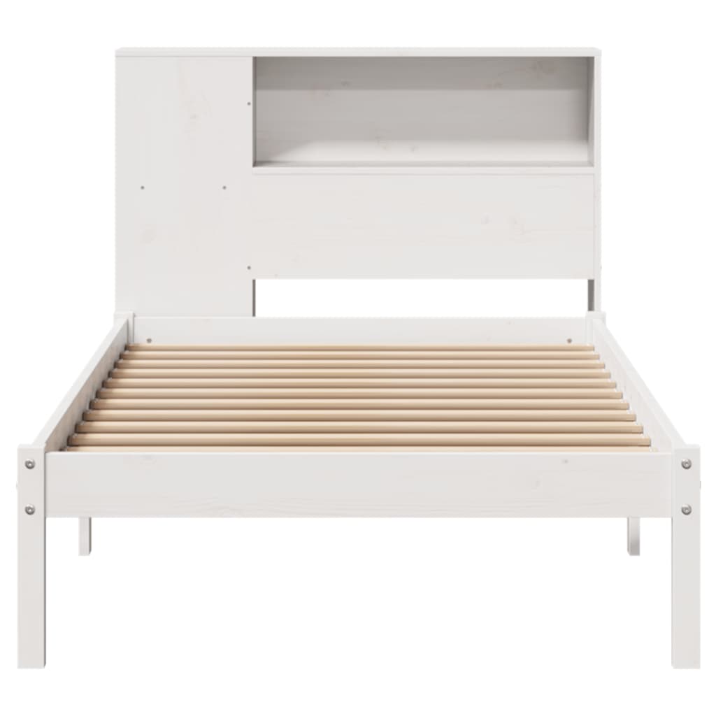 Bed met boekenkast zonder matras grenenhout wit 75x190 cm