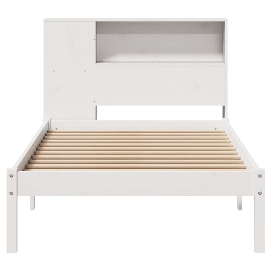 Bed met boekenkast zonder matras grenenhout wit 75x190 cm