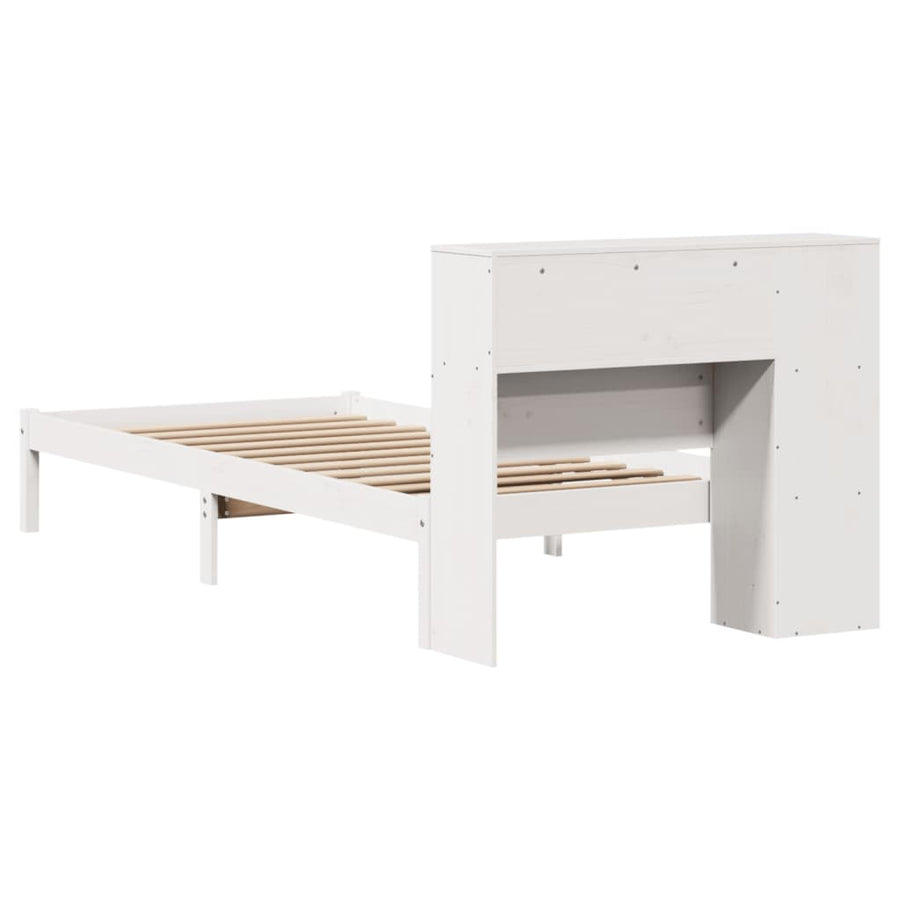 Bed met boekenkast zonder matras grenenhout wit 75x190 cm
