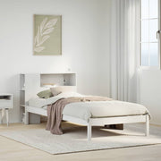 Bed 75x190 cm grenenhout wit met boekenkast