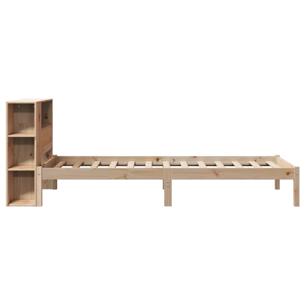 Bed met boekenkast zonder matras massief grenenhout 90x190 cm