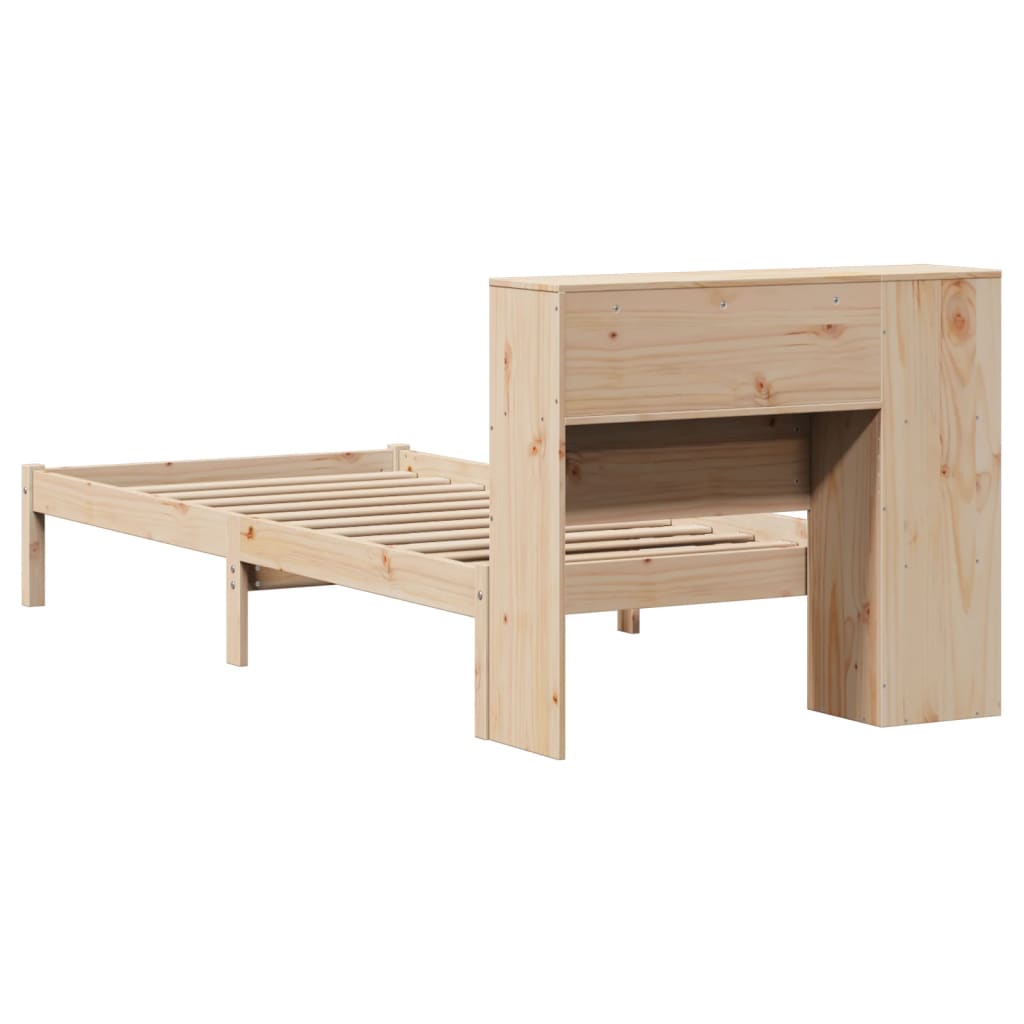 Bed met boekenkast zonder matras massief grenenhout 90x190 cm