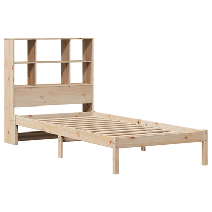 Bed Met Boekenkast Zonder Matras Massief Grenenhout 90 x 190 cm Naturel