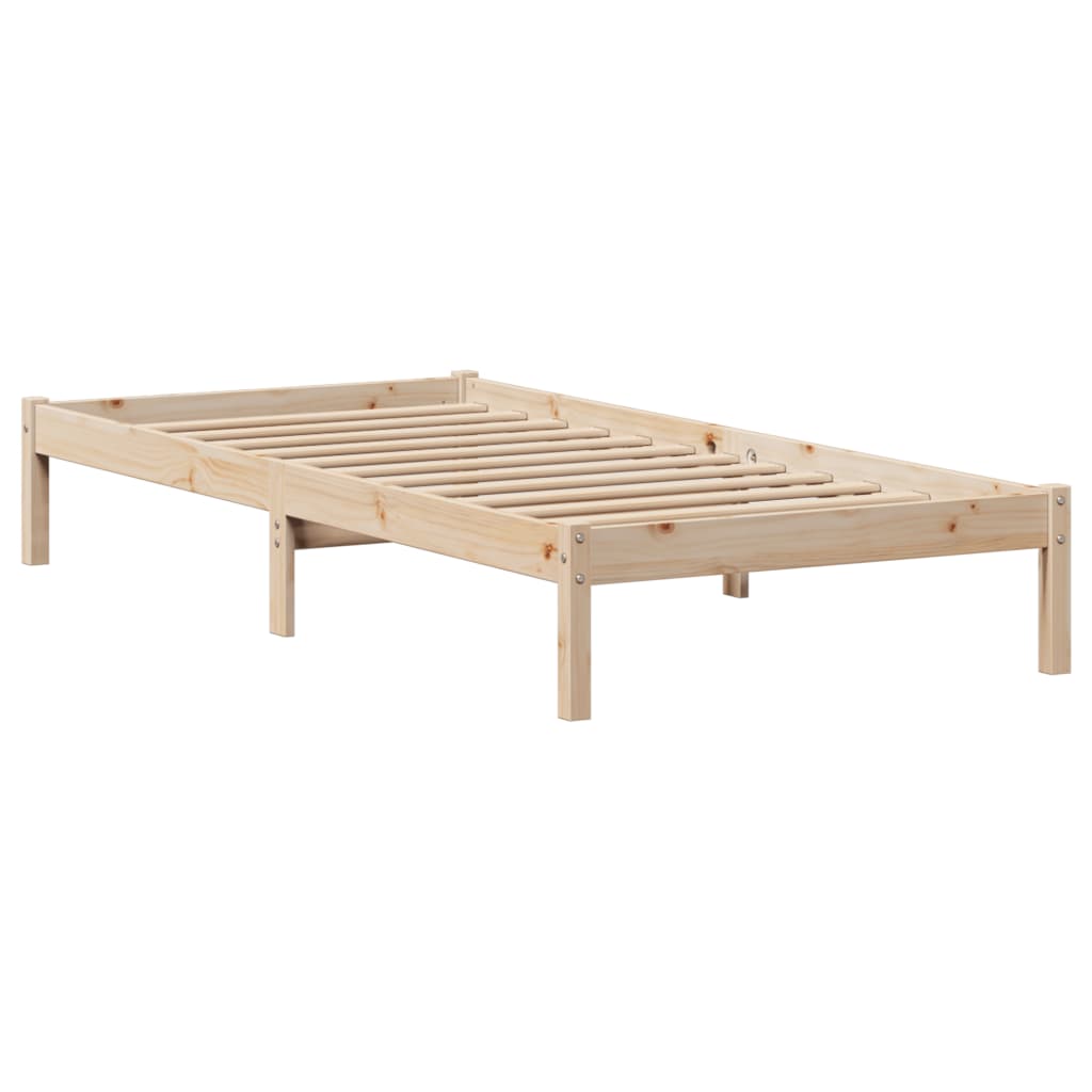 Bed Met Boekenkast Zonder Matras Massief Grenenhout 90 x 190 cm Naturel