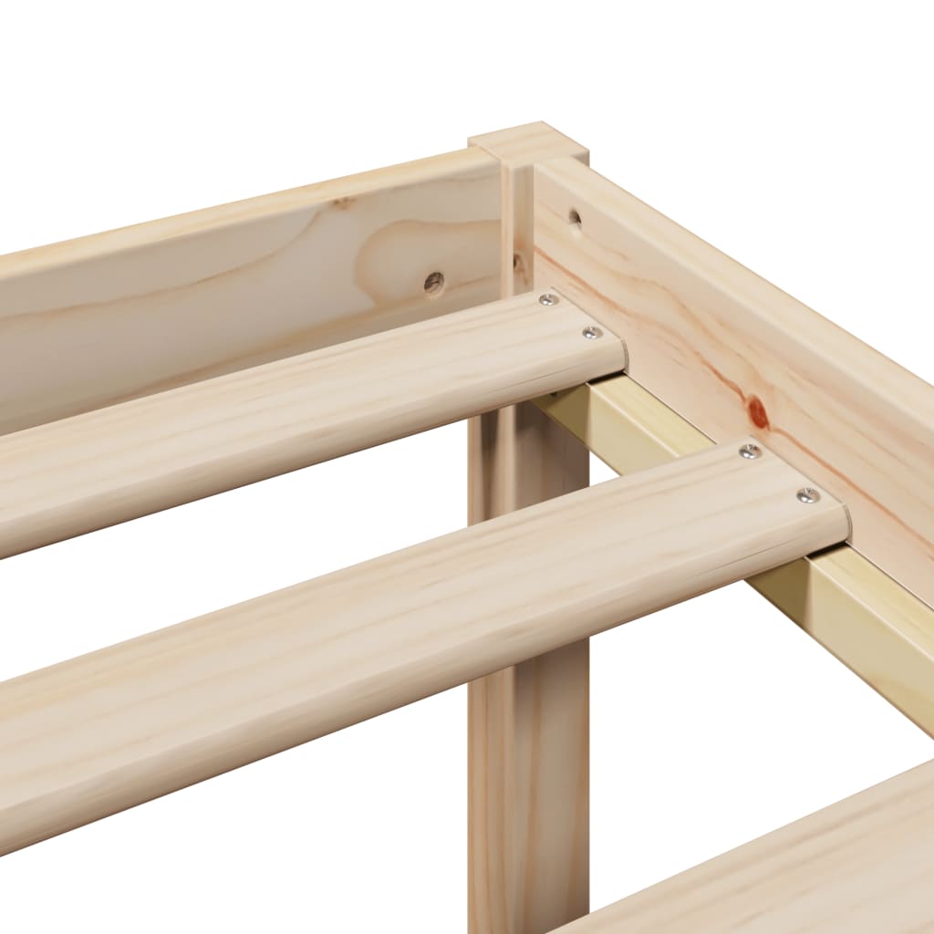 Bed Met Boekenkast Zonder Matras Massief Grenenhout 90 x 190 cm Naturel