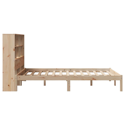 Bed met boekenkast zonder matras massief grenenhout 140x190 cm