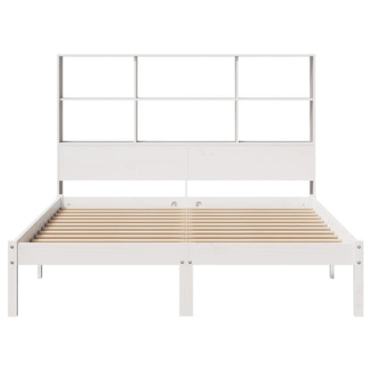 Bed met boekenkast zonder matras grenenhout wit 140x190 cm