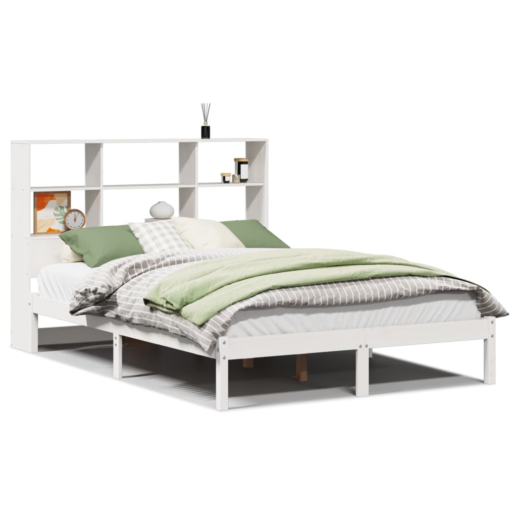 Bed Met Boekenkast Zonder Matras Grenenhout 120 x 200 cm Wit