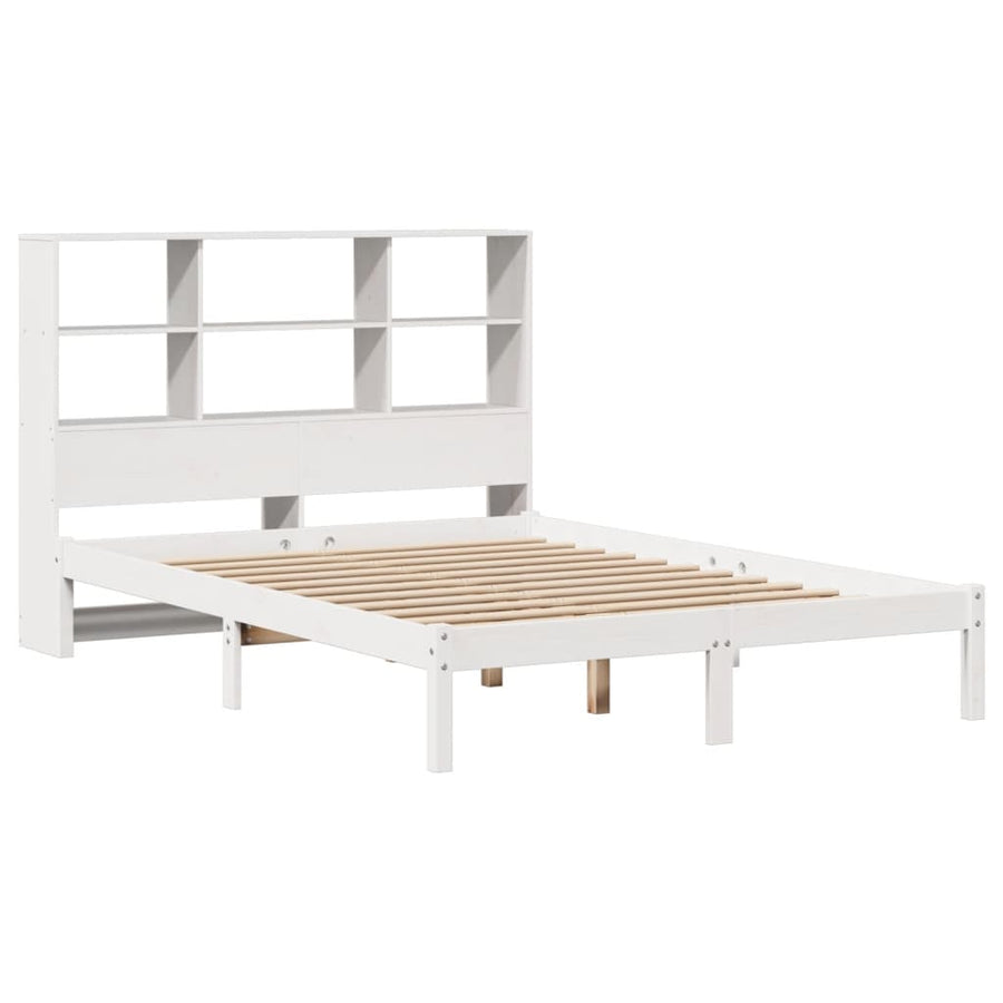 Bed met boekenkast zonder matras grenenhout wit 160x200 cm
