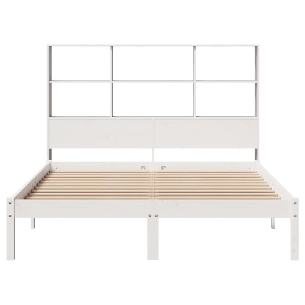 Bed met boekenkast zonder matras grenenhout wit 160x200 cm