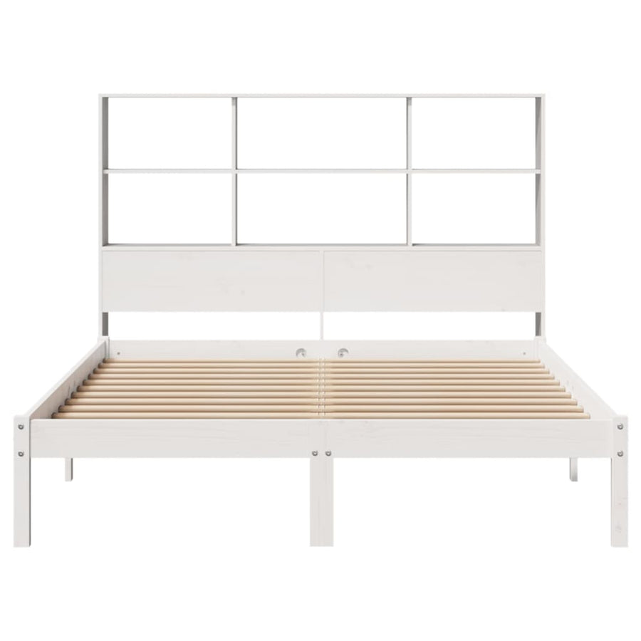 Bed met boekenkast zonder matras grenenhout wit 160x200 cm