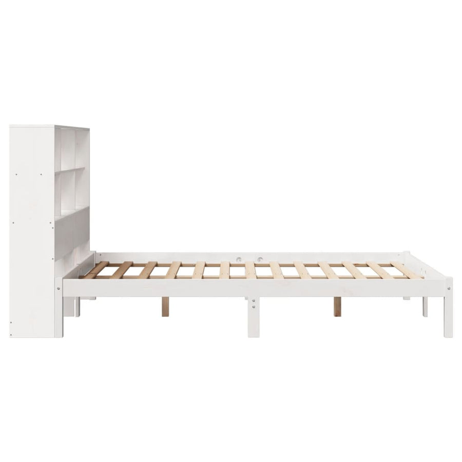 Bed met boekenkast zonder matras grenenhout wit 160x200 cm