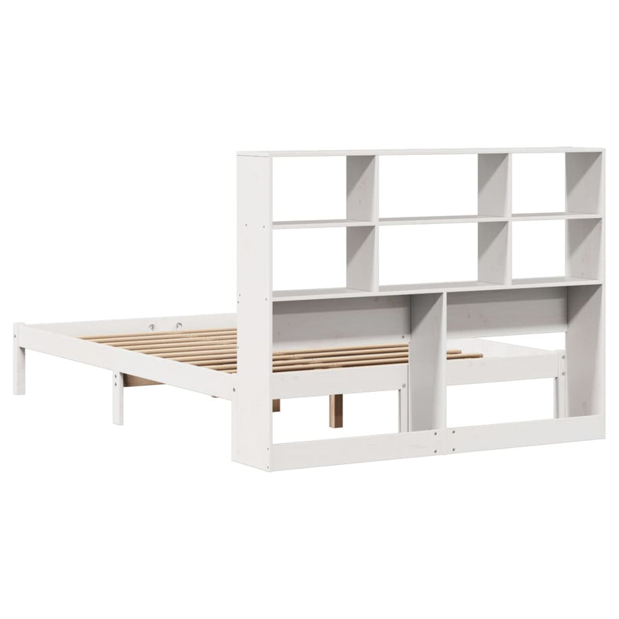 Bed met boekenkast zonder matras grenenhout wit 160x200 cm