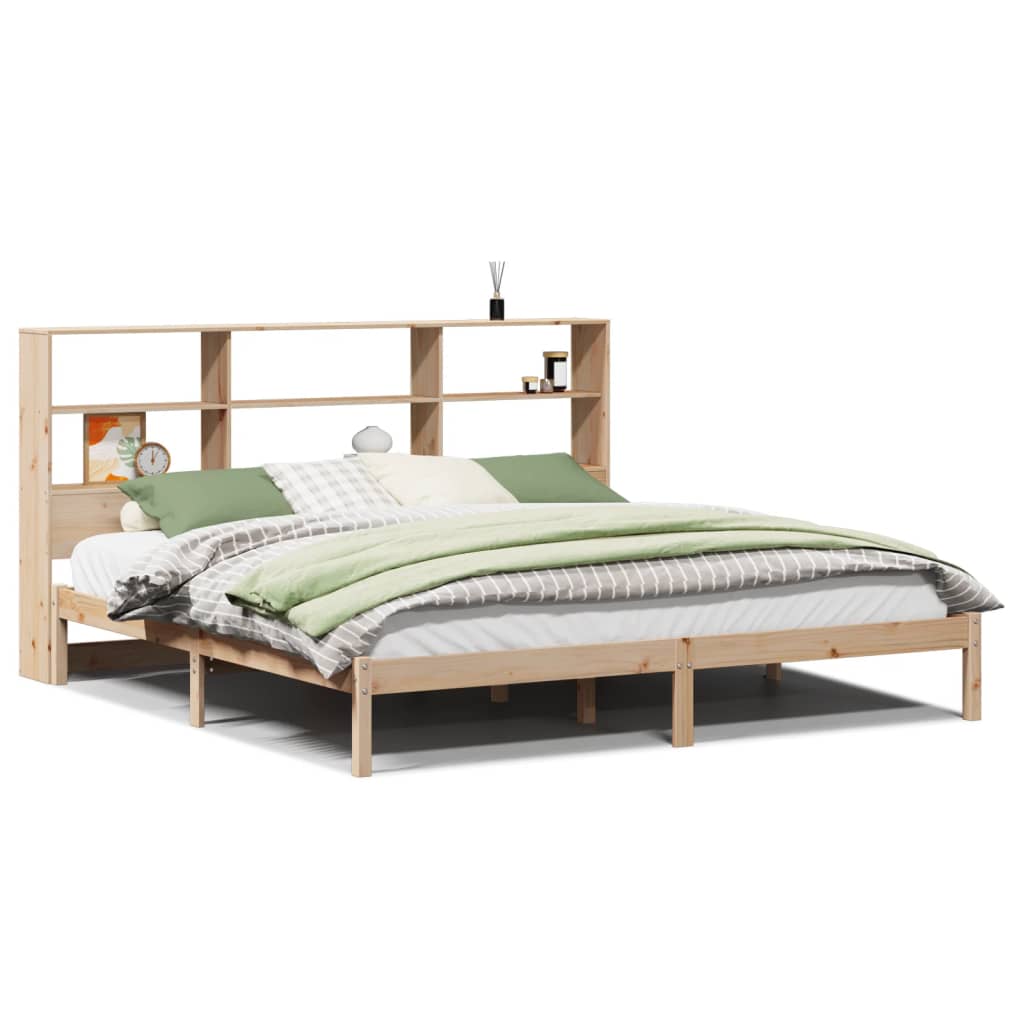 Bed met boekenkast zonder matras massief grenenhout 180x200 cm
