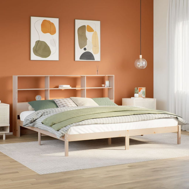 Bed met boekenkast zonder matras massief grenenhout 180x200 cm