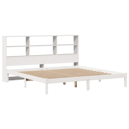 Bed met boekenkast zonder matras grenenhout wit 180x200 cm