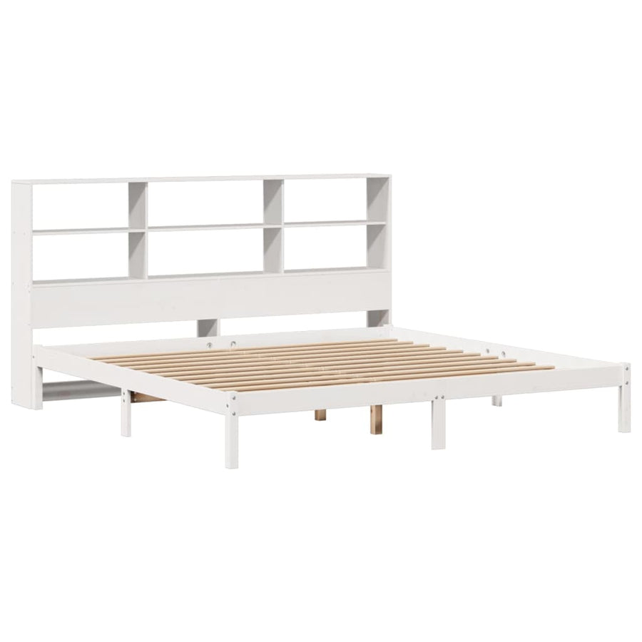 Bed met boekenkast zonder matras grenenhout wit 180x200 cm