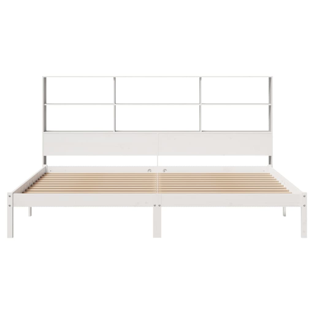 Bed met boekenkast zonder matras grenenhout wit 180x200 cm