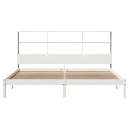 Bed met boekenkast zonder matras grenenhout wit 180x200 cm