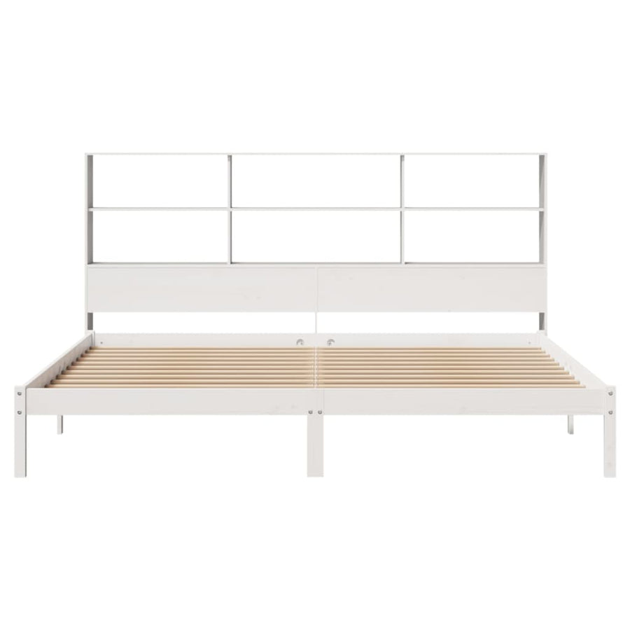 Bed met boekenkast zonder matras grenenhout wit 180x200 cm