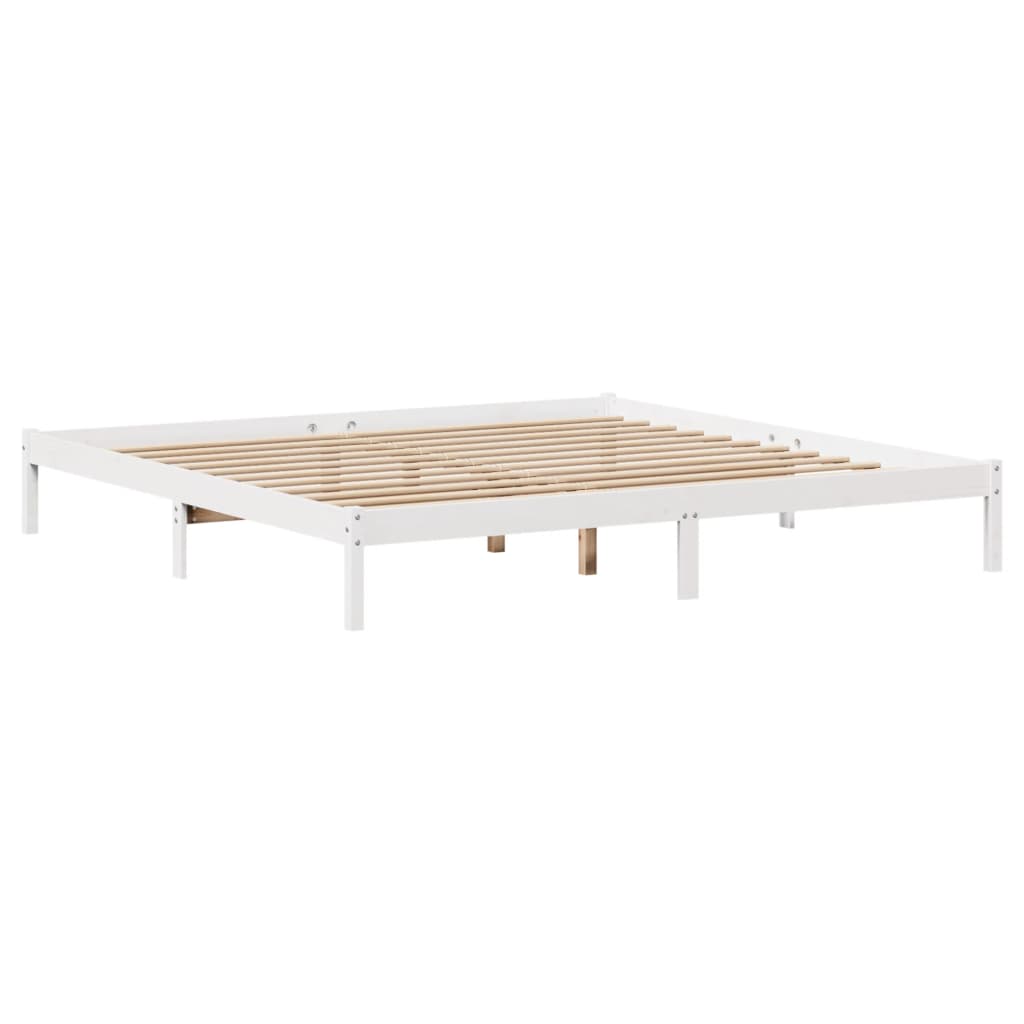 Bed met boekenkast zonder matras grenenhout wit 180x200 cm