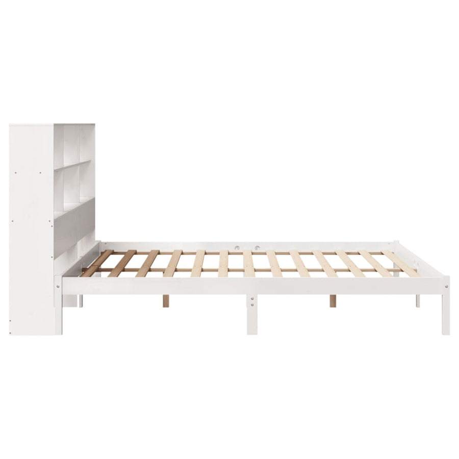 Bed met boekenkast zonder matras grenenhout wit 180x200 cm
