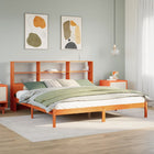 Bed met boekenkast zonder matras grenenhout wasbruin 180x200 cm