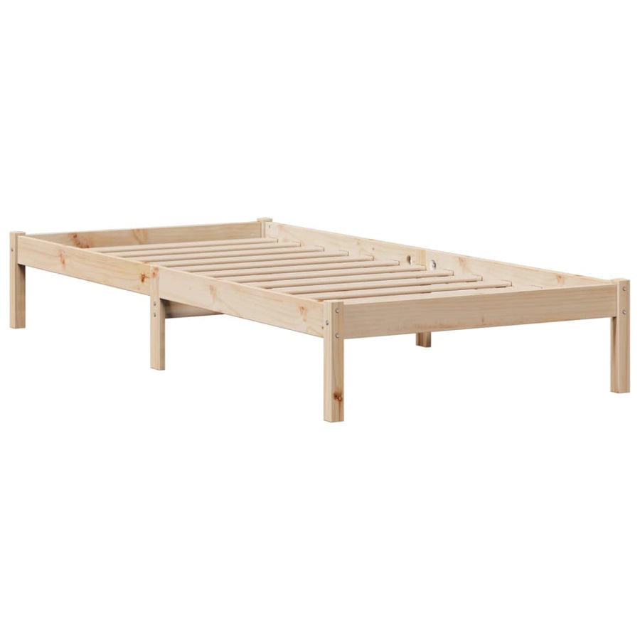 Bed met boekenkast zonder matras massief grenenhout 75x190 cm