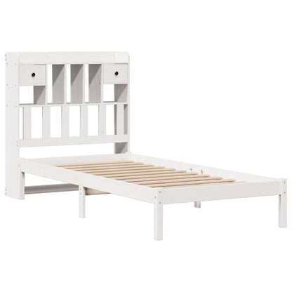 Bed met boekenkast zonder matras grenenhout wit 75x190 cm