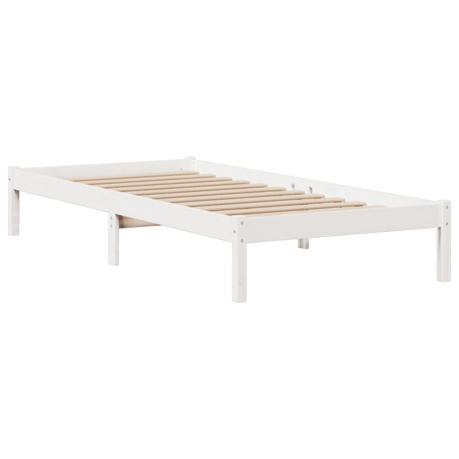 Bed met boekenkast zonder matras grenenhout wit 75x190 cm
