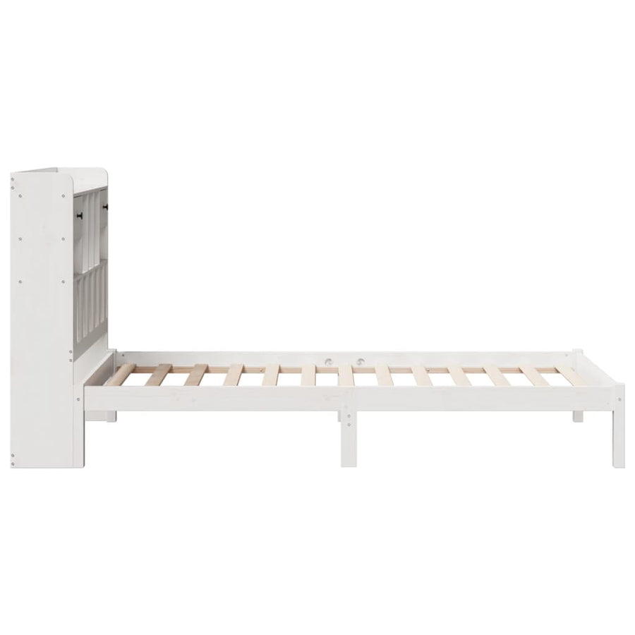Bed met boekenkast zonder matras grenenhout wit 75x190 cm