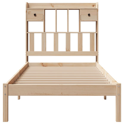 Bed met boekenkast zonder matras massief grenenhout 90x190 cm