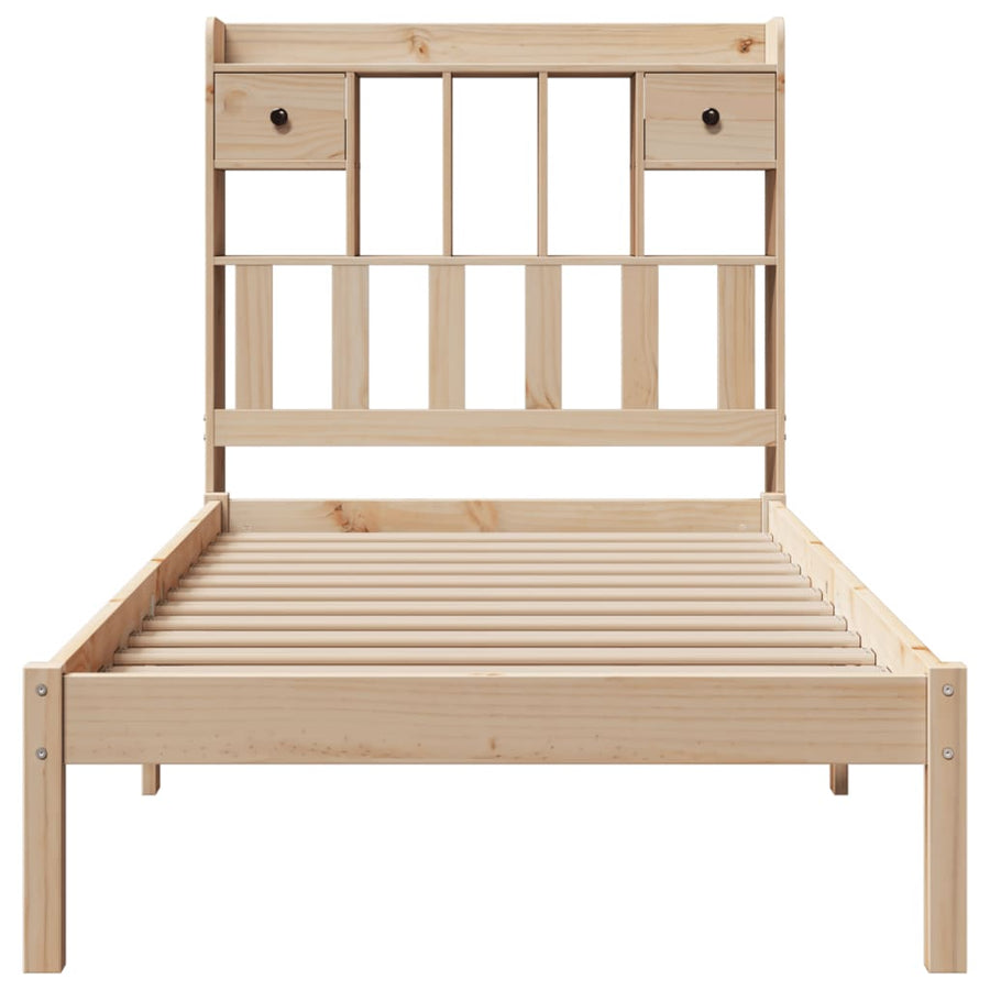 Bed met boekenkast zonder matras massief grenenhout 90x190 cm