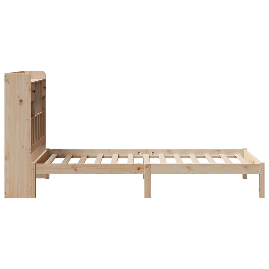 Bed met boekenkast zonder matras massief grenenhout 90x190 cm