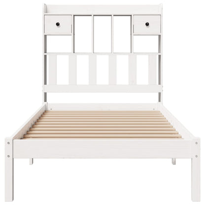 Bed met boekenkast zonder matras grenenhout wit 90x190 cm